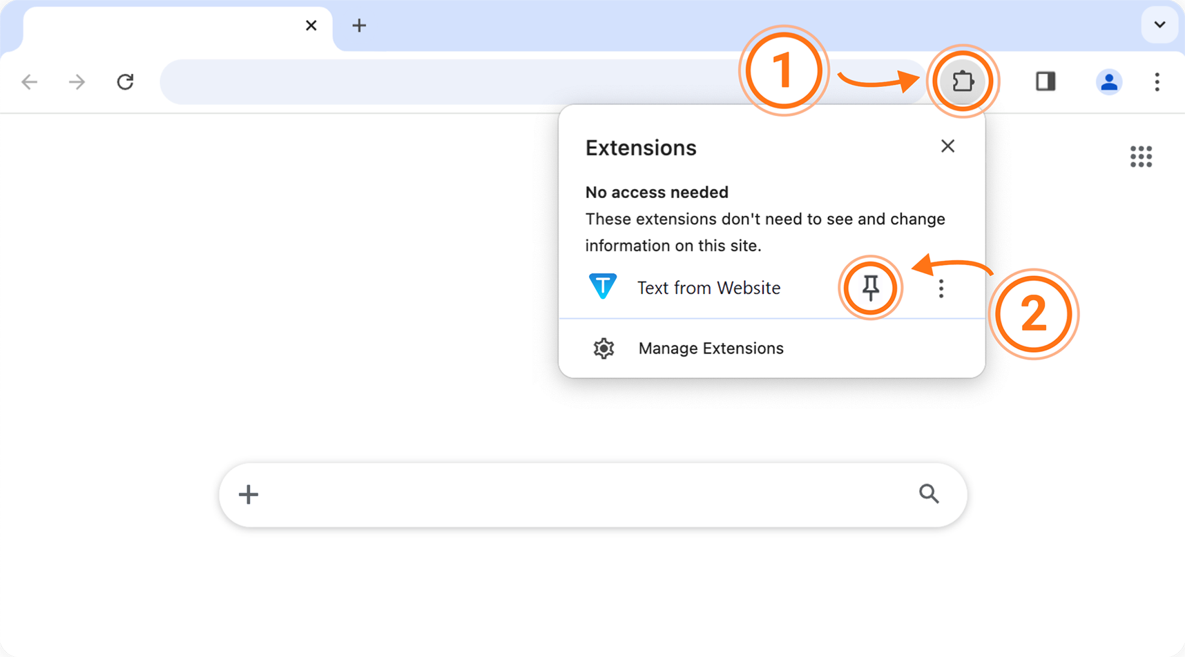 Steps 1 and 2: Pin the extension